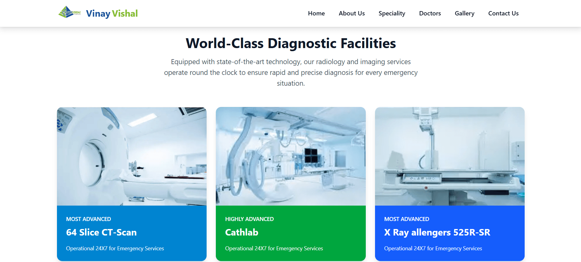Vinay Vishal Hospital website preview